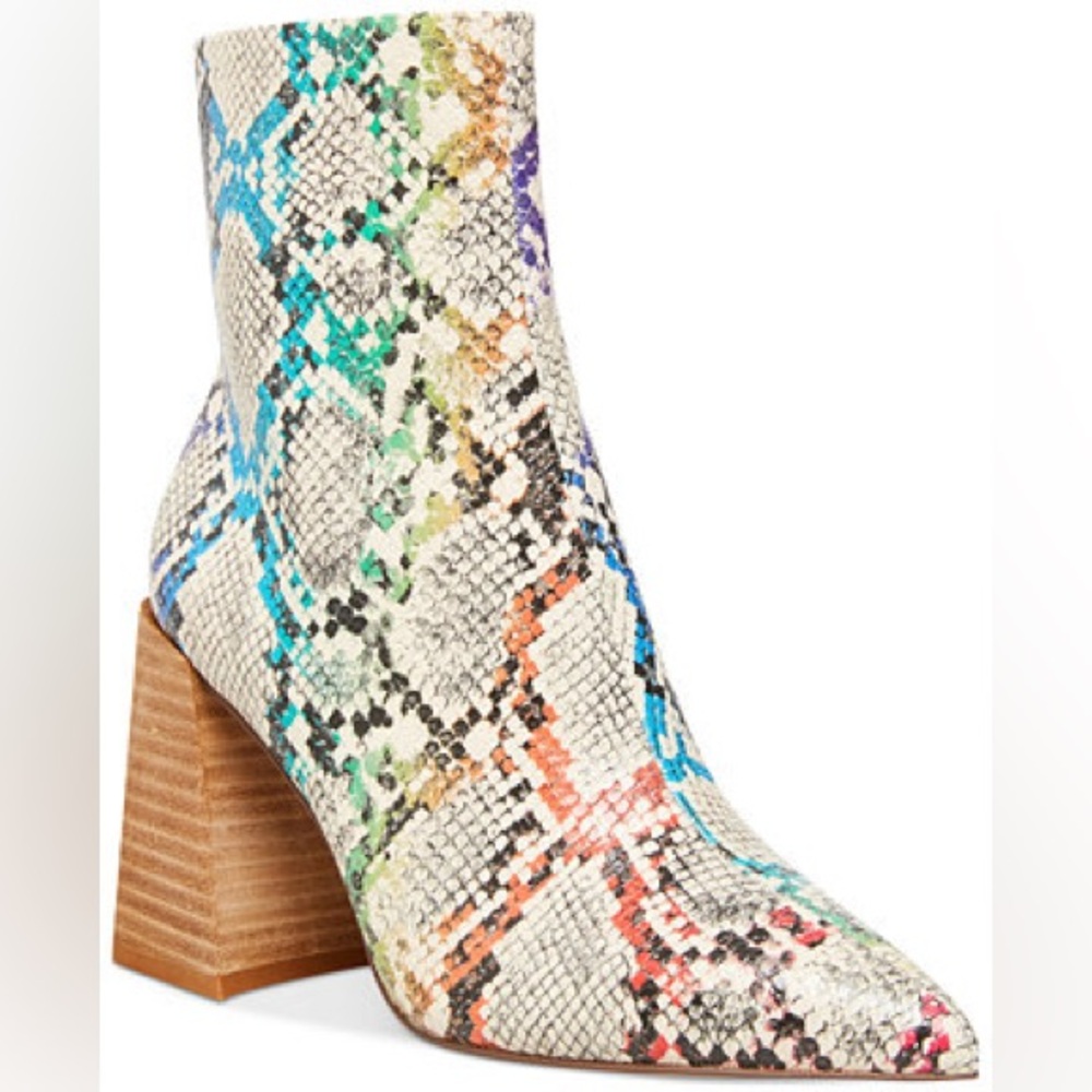 Steve Madden Multicolor Snakeskin Block Heel Ankle Boot